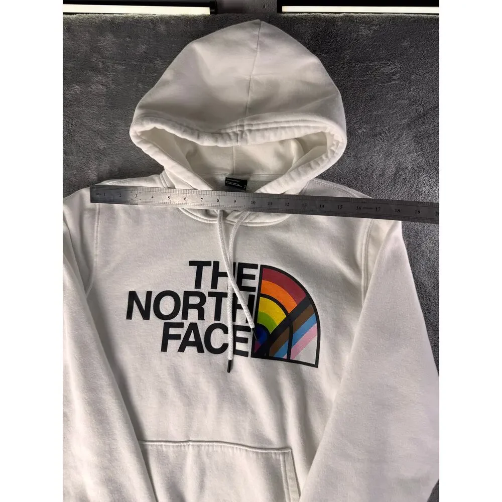 the north face mens pride rainbow logo white pullover hoodie sweatshirt